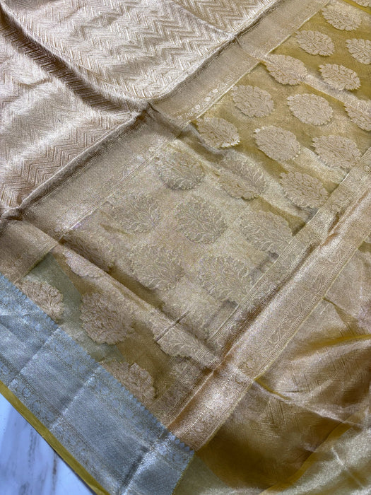 Gold Pure Banarasi Tissue Handloom Saree - Designer Brocade
