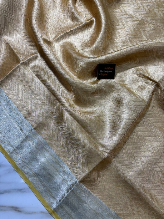 Gold Pure Banarasi Tissue Handloom Saree - Designer Brocade