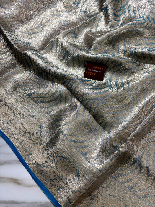 Blue Pure Banarasi Tissue Handloom Saree - Designer Brocade