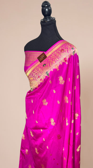 Rani Pure Katan Banarasi Handloom Saree - Meenakari Kadiyal Motifs