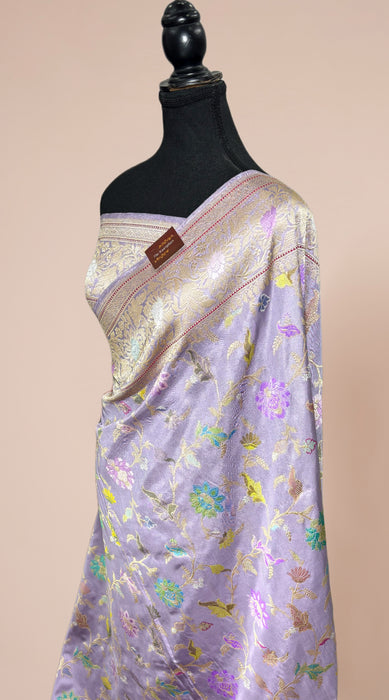 Ektara Pure Katan Silk Banarasi Handloom Saree - Kadhiyal Jangla with Tested Zari