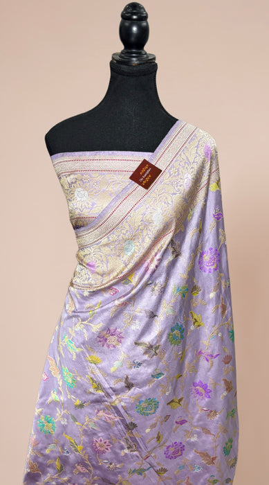 Ektara Pure Katan Silk Banarasi Handloom Saree - Kadhiyal Jangla with Tested Zari