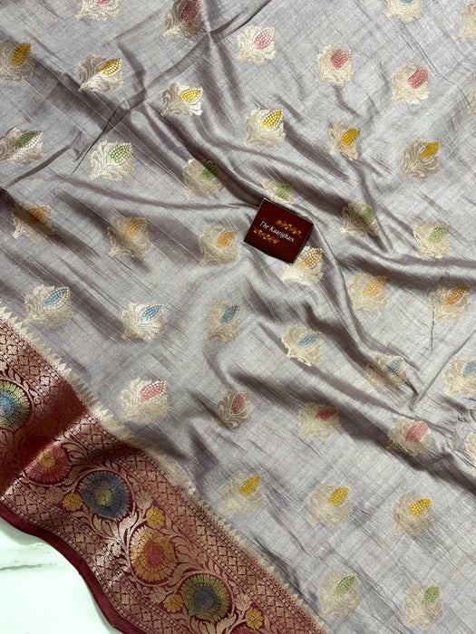 Pure Soft Silk Chiniya Banarasi Handloom Saree - Meenakari