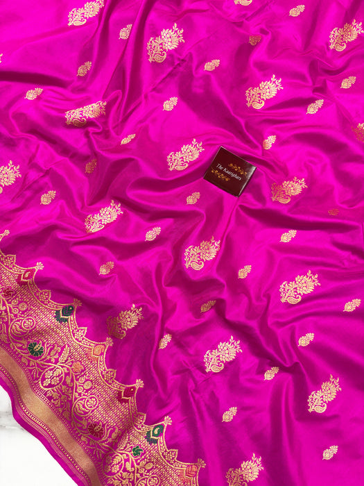 Rani Pure Katan Banarasi Handloom Saree - Meenakari Kadiyal Motifs