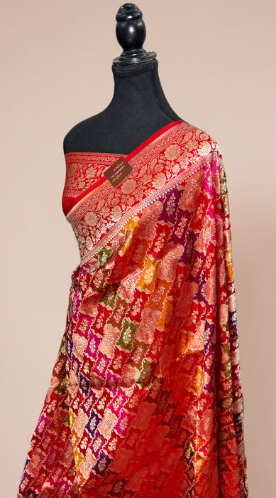 Red Pure Katan Banarasi Handloom Saree - Rangkat