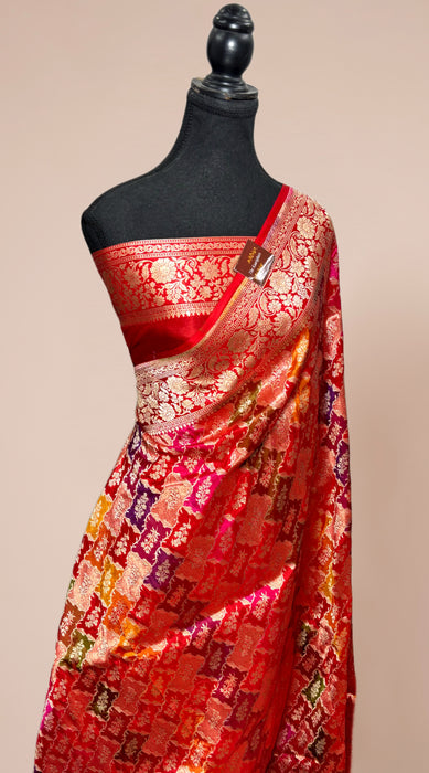 Red Pure Katan Banarasi Handloom Saree - Rangkat
