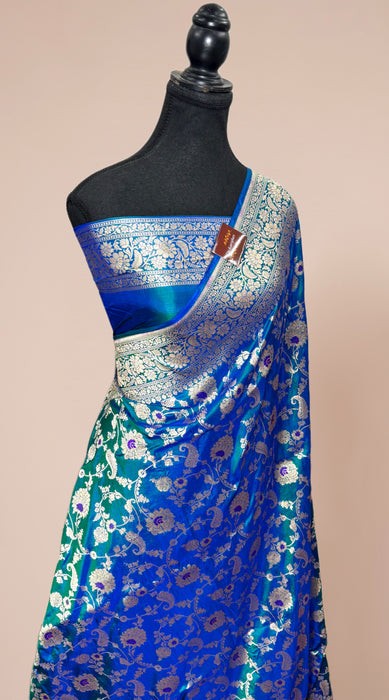 German Pure Katan Silk Banarasi Handloom Saree - Sona Roopa Jaal work