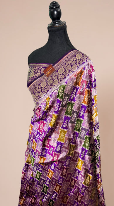 Purple Pure Katan Banarasi Handloom Saree - Rangkat