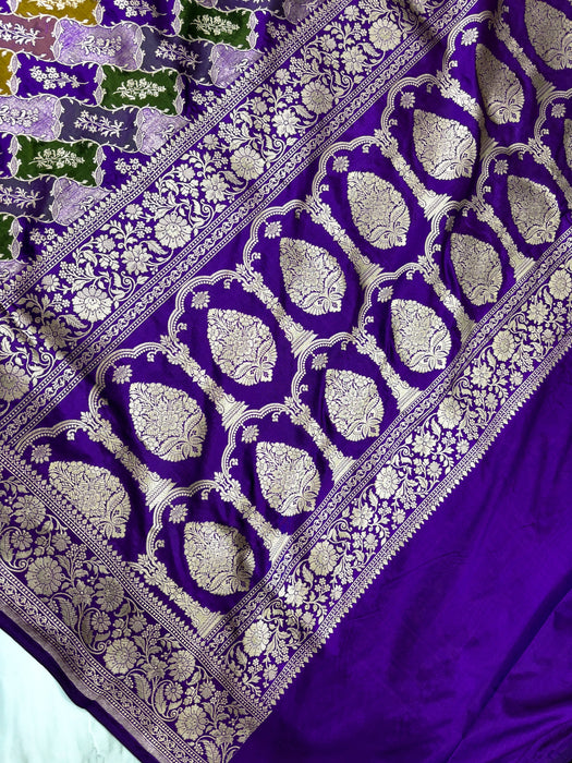 Purple Pure Katan Banarasi Handloom Saree - Rangkat