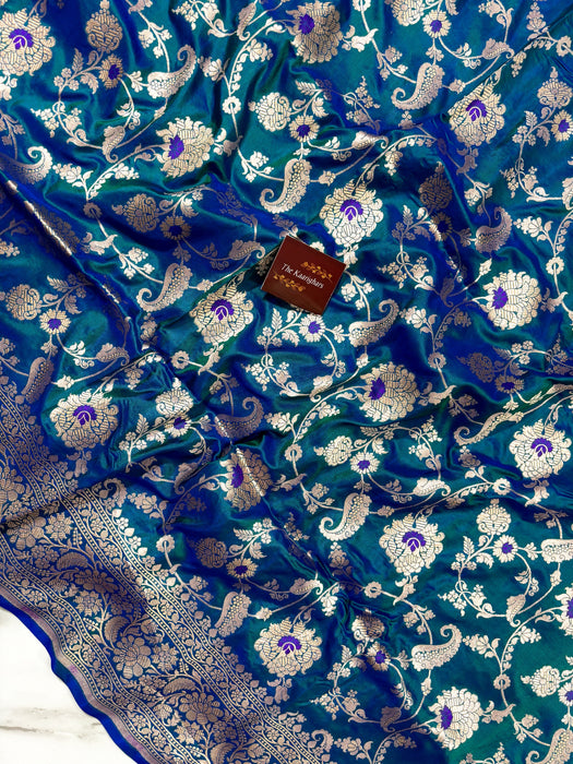 German Pure Katan Silk Banarasi Handloom Saree - Sona Roopa Jaal work