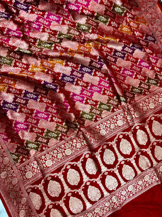Red Pure Katan Banarasi Handloom Saree - Rangkat