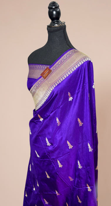 Pure Katan Banarasi Handloom Saree - Meenakari Kadiyal Motifs