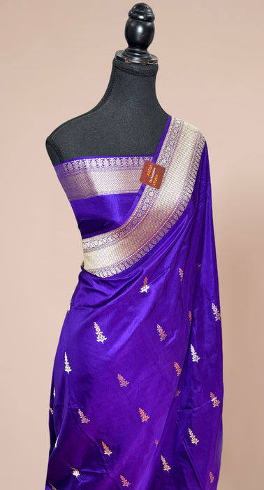 Pure Katan Banarasi Handloom Saree - Meenakari Kadiyal Motifs