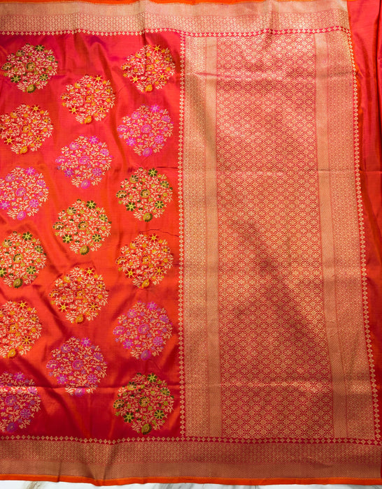 Ektara Pure Katan Silk Banarasi Handloom Saree - Kadiyal Jangla