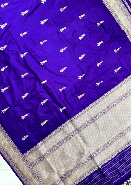 Pure Katan Banarasi Handloom Saree - Meenakari Kadiyal Motifs