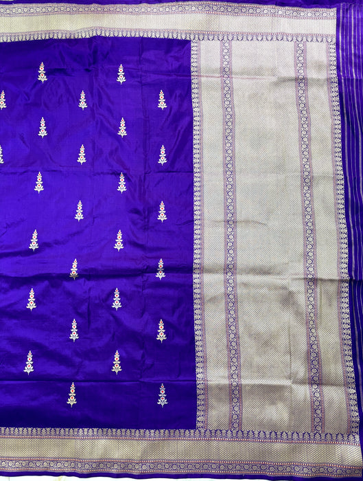 Pure Katan Banarasi Handloom Saree - Meenakari Kadiyal Motifs