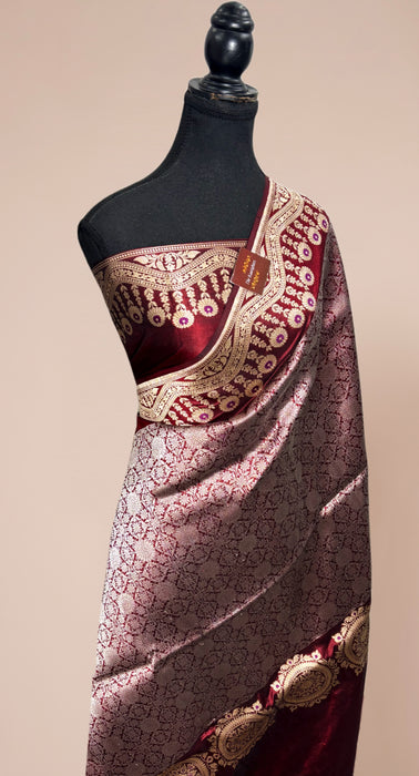 Pure Katan Banarasi Handloom Saree - Kadiyal Brocade Roopa Work