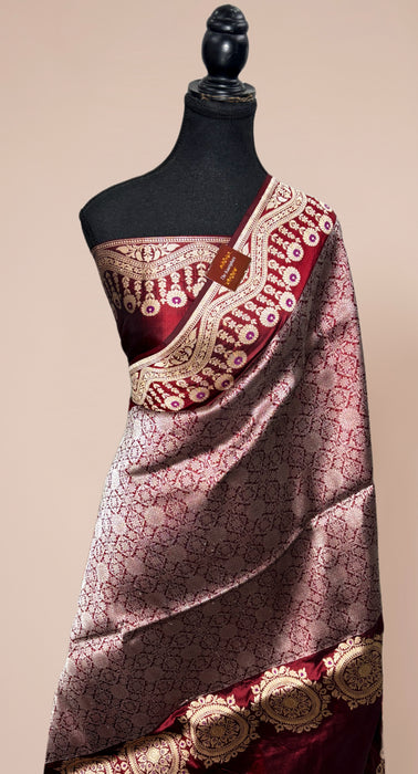 Pure Katan Banarasi Handloom Saree - Kadiyal Brocade Roopa Work
