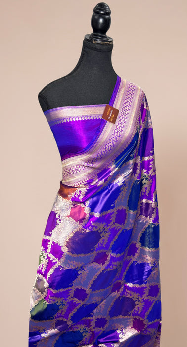 Purple Pure Katan Banarasi Handloom Saree - Rangkat