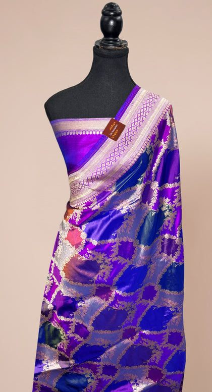 Purple Pure Katan Banarasi Handloom Saree - Rangkat