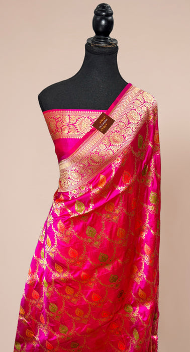 Rani Pure Katan Banarasi Handloom Saree - Meenakari Work