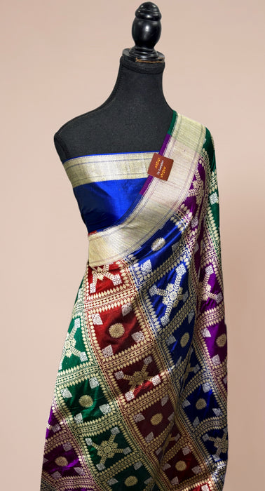 Blue Pure Katan Banarasi Handloom Saree - Rangkat