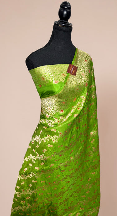 Green Pure Katan Banarasi Handloom Saree - Meenakari Work