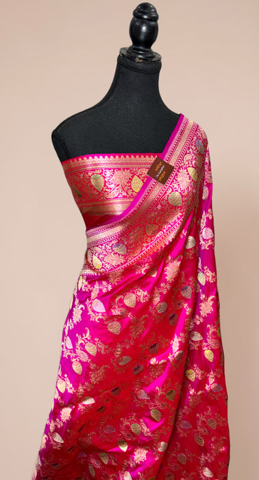 Ektara Rani Pure Katan Silk Banarasi Handloom Saree - Kadiyal Jangla