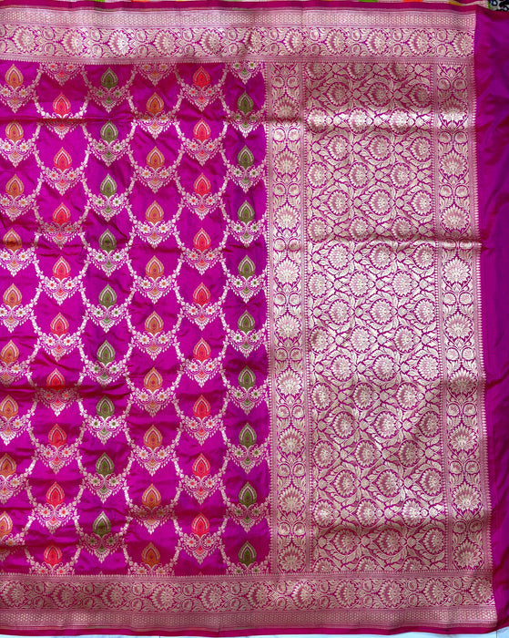 Rani Pure Katan Banarasi Handloom Saree - Meenakari Work
