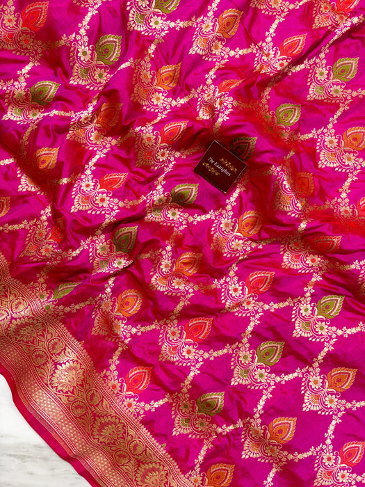 Rani Pure Katan Banarasi Handloom Saree - Meenakari Work