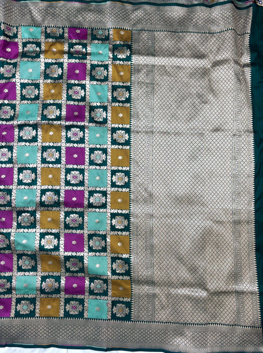 Bottle Green Pure Katan Banarasi Handloom Saree - Rangkat