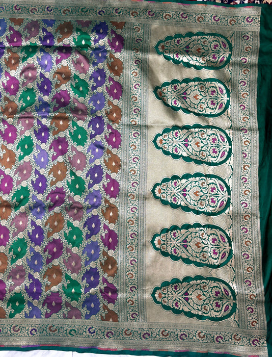 Green Pure Katan Banarasi Handloom Saree - Rangkat