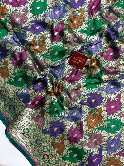 Green Pure Katan Banarasi Handloom Saree - Rangkat