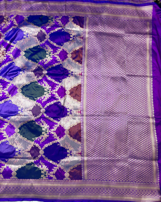 Purple Pure Katan Banarasi Handloom Saree - Rangkat