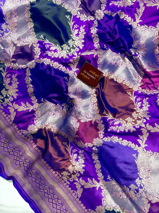 Purple Pure Katan Banarasi Handloom Saree - Rangkat