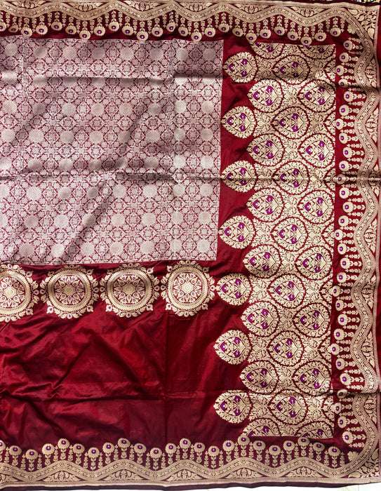 Pure Katan Banarasi Handloom Saree - Kadiyal Brocade Roopa Work