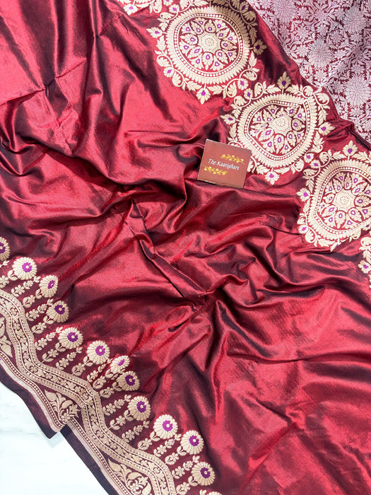 Pure Katan Banarasi Handloom Saree - Kadiyal Brocade Roopa Work