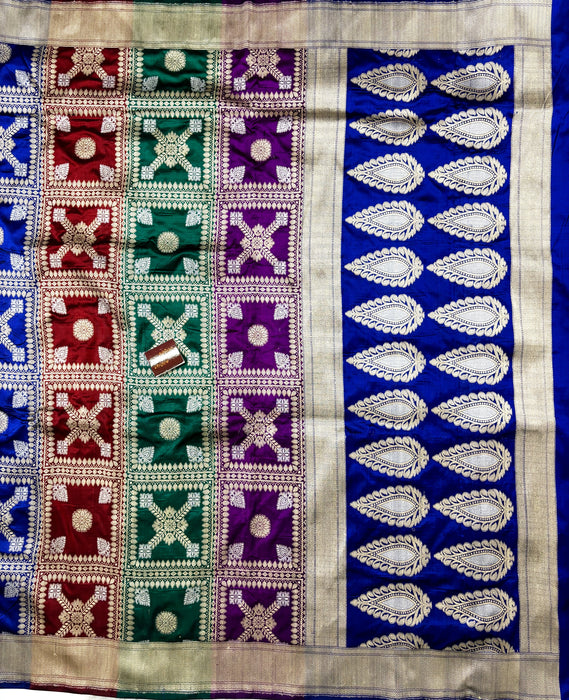 Blue Pure Katan Banarasi Handloom Saree - Rangkat