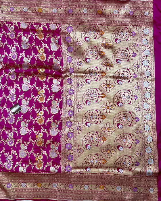 Rani Pure Katan Banarasi Handloom Saree - Meenakari Work