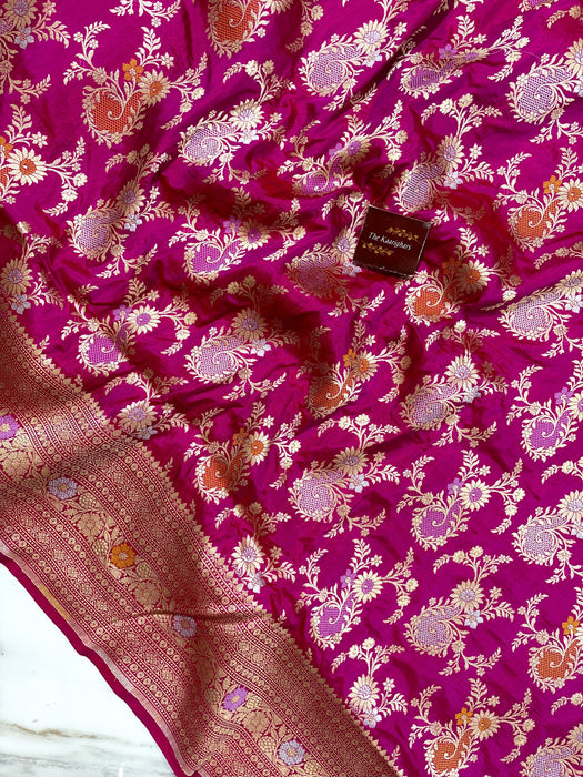 Rani Pure Katan Banarasi Handloom Saree - Meenakari Work