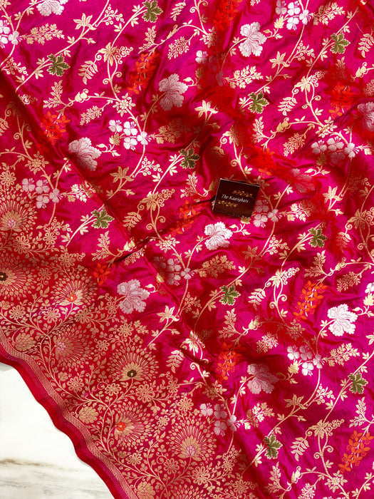 Rani Pure Katan Banarasi Handloom Saree - Meenakari Work