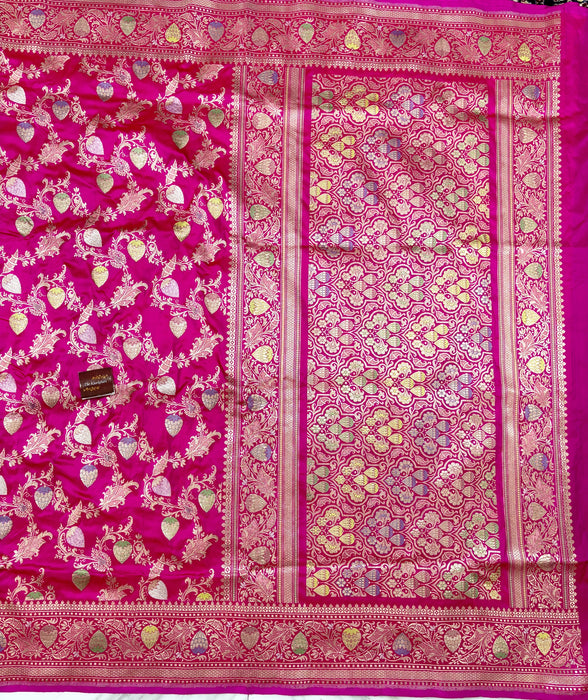 Ektara Rani Pure Katan Silk Banarasi Handloom Saree - Kadiyal Jangla