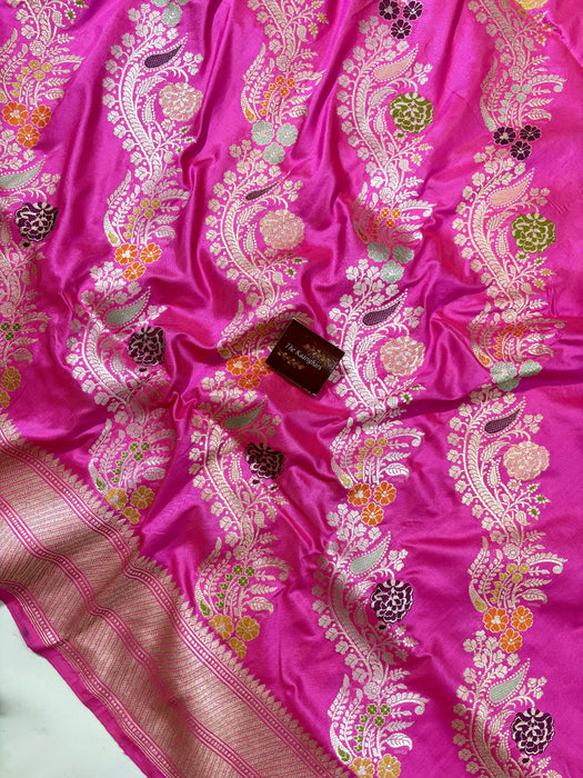 Pink Ektara Pure Katan Silk Banarasi Handloom Saree - Kadiyal Jangla