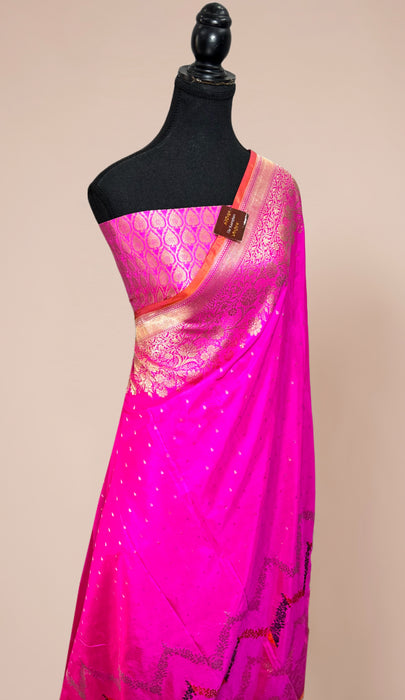 Dirty Pink Pure Katan Banarasi Handloom Saree - Kadiyal Jaal Work
