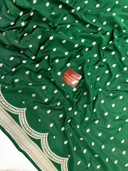 Green Pure Satin Banarasi Handloom Saree