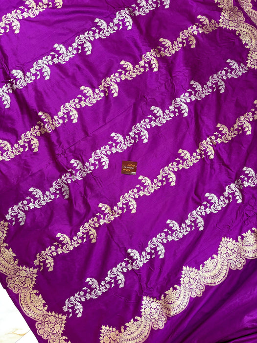 Pure Katan Banarasi Handloom Saree - Kadiyal Jaal Work