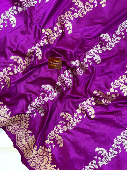 Pure Katan Banarasi Handloom Saree - Kadiyal Jaal Work