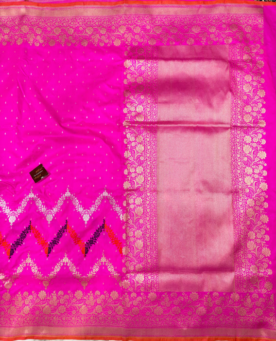 Dirty Pink Pure Katan Banarasi Handloom Saree - Kadiyal Jaal Work