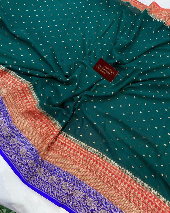 3D Khaddi Georgette Banarasi Handloom Saree - Antique Zari