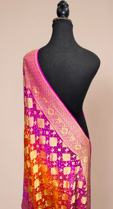 Pure Georgette Bandhani Banarasi Handloom Dupatta